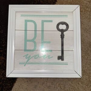 White Framed Wall Art with Key Design